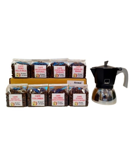 PACK CAFÉ Y CAFETERA ELBA BLACK 2-3 TAZAS