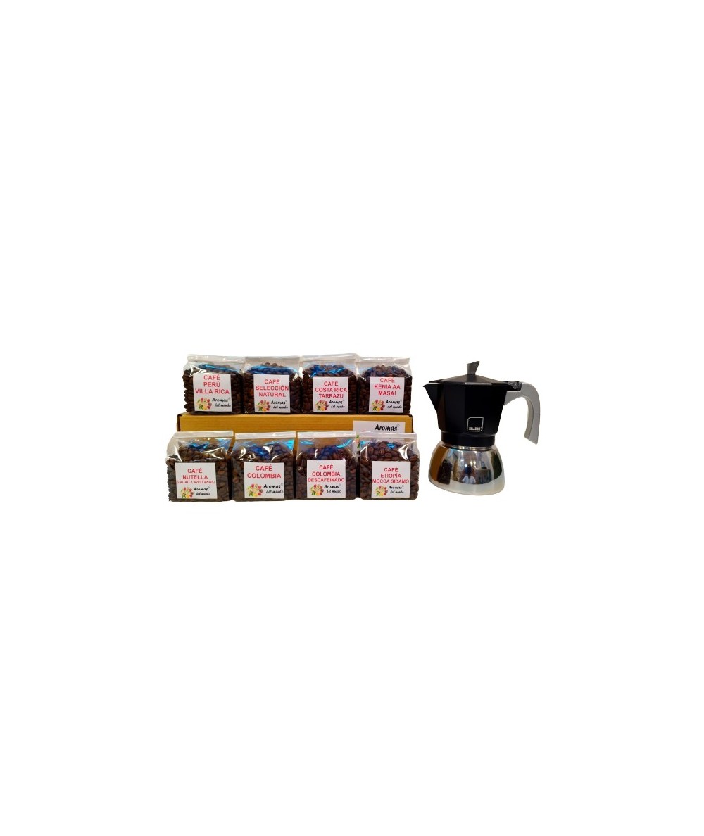 PACK CAFÉ Y CAFETERA ELBA BLACK 2-3 TAZAS